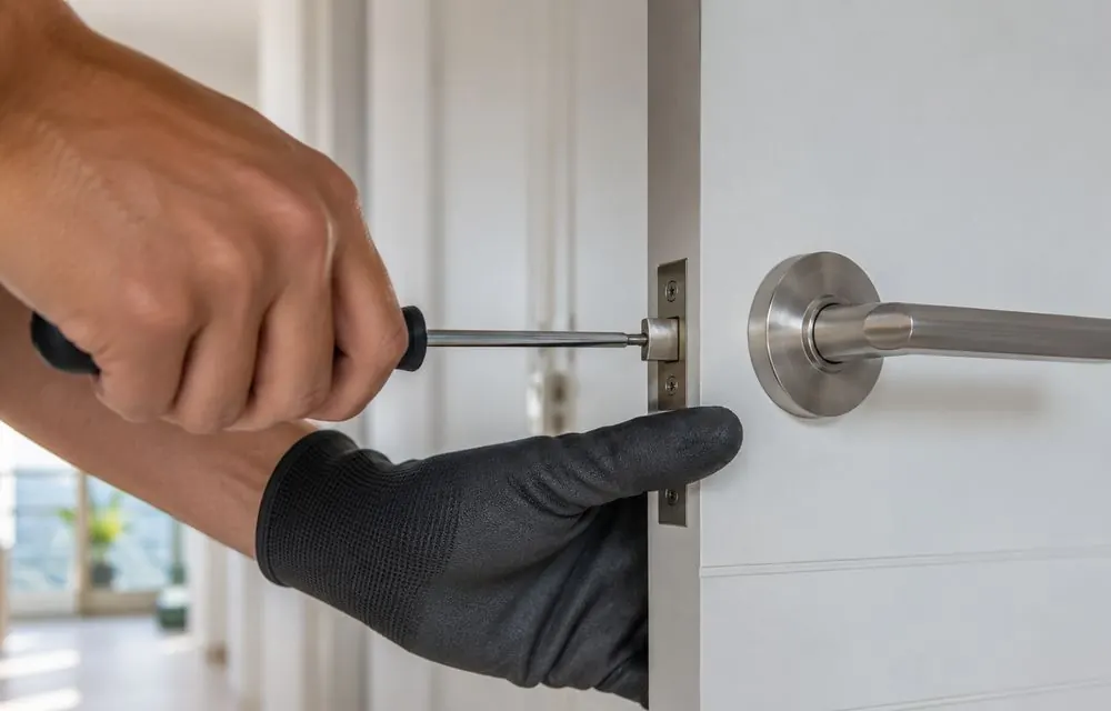 Ajuste de chapa de puerta con destornillador