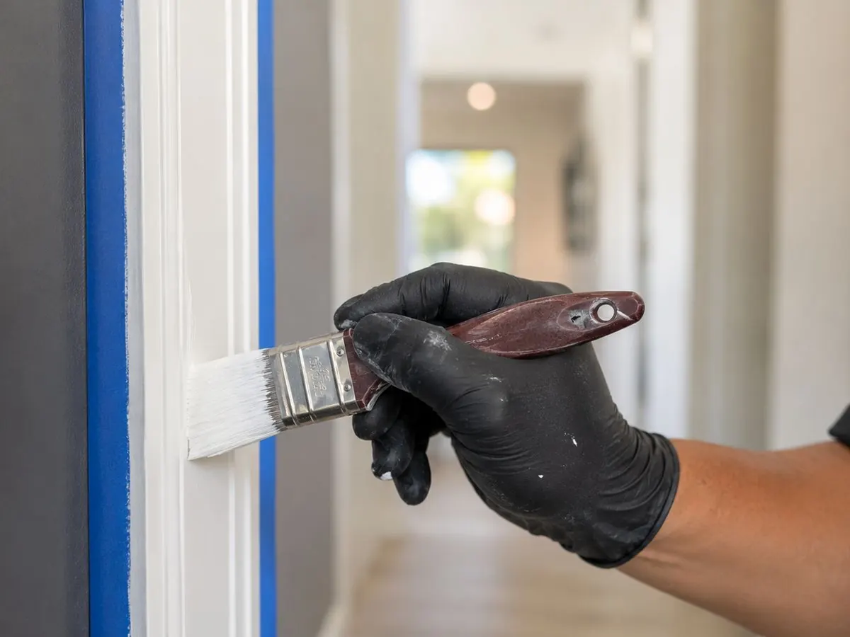 Pintura de puerta interior con brocha